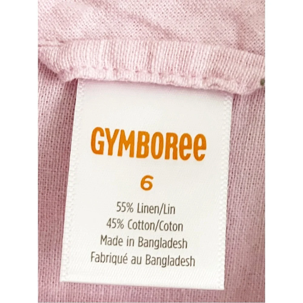 Gymboree pink linen blend button down shirt sz 6